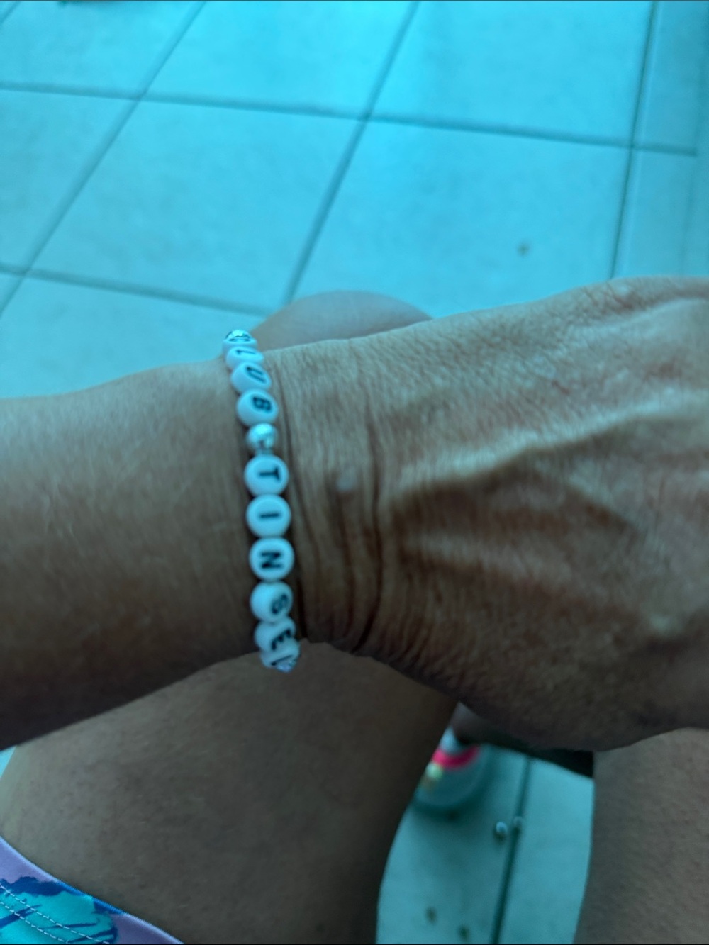 Source Unknown White Beaded Letter Bracelet
